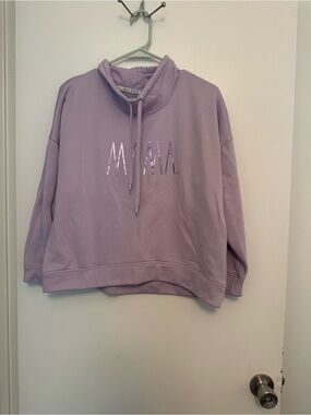 Rae Dunn Lavender Pullover Funnel Neck Sweatshirt